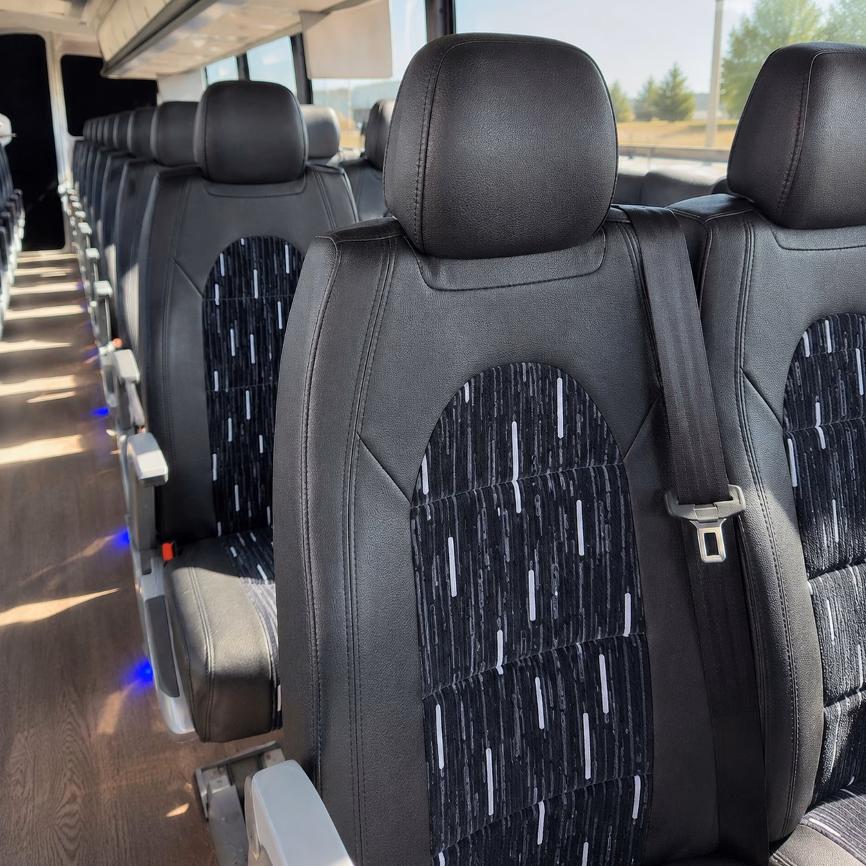56 passenger charter bus inside
